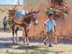 Back Alley Commute 16" x 20" oil painting by Tom Haas