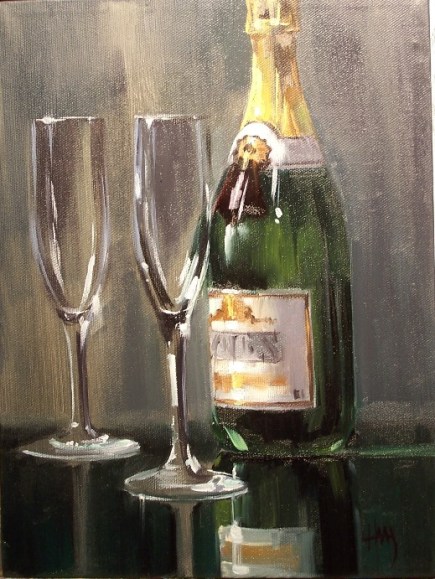 Champagne 12" x 9" oil painting by Tom Haas