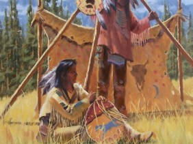 Medicine Symbols 40" x 32" oil painting by Tom Haas