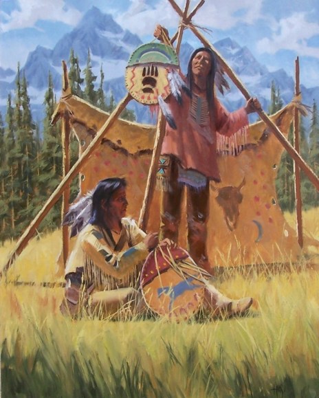 Medicine Symbols 40" x 32" oil painting by Tom Haas