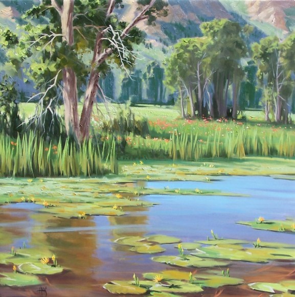 Summer Pond 36" x 36" oil paintings by Tom Haas