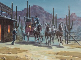 Stagecoach Western oil paintings