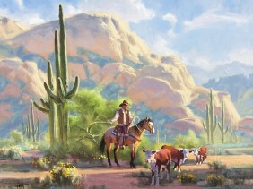 Along Bulldog Canyon-Sonoran Desert 24" x 30" oil painting by Tom Haas