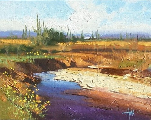 Flowing Arroyo 11" x 14" oil painting by Tom Haas