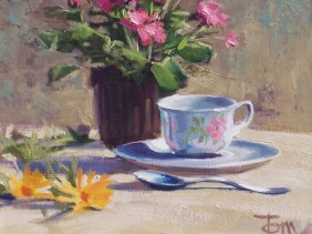 Tea Time 11" x 14" oil painting by Tom Haas