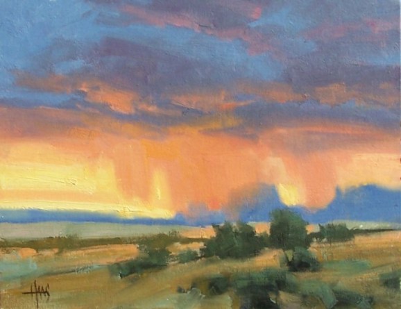 Monument Valley Rain 11" x 14" oil painting by Tom Haas