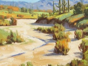 Oracle - North of Tucson, Arizona 16" x 16" x 2" oil painting by Tom Haas