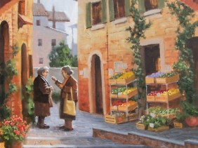 Recipe Chat 24" x 24" oil painting by Tom Haas