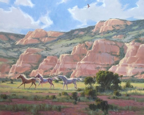 Red Rock Mares 48" x 60" oil painting by Tom Haas