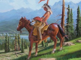 Signal to the Camp 48" x 48" oil painting by Tom Haas