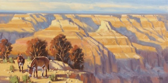 landscape burros Grand Canyon oil paintings