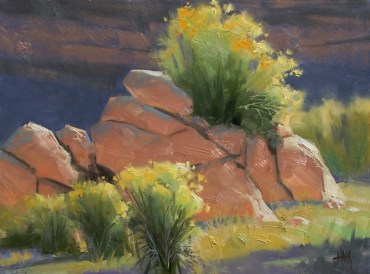 Chamisa Arroyo 18" x 24" oil painting by Tom Haas