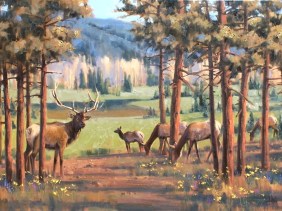 wildlife elk oil painting