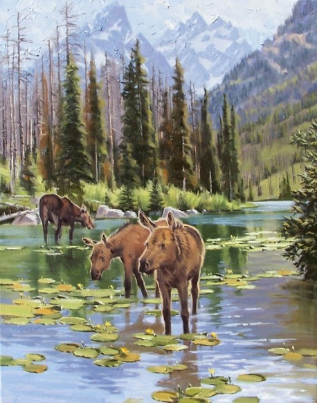 landscape String Lake Grand Teton National Park Wyoming oil painting