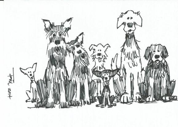 Sam and Friends Remembering Your Birthday cartoon drawing by Tom Haas 2014