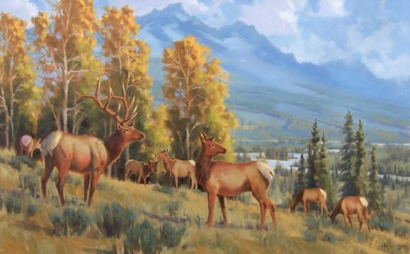 wildlife elk oil painting