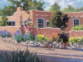 Santa Fe Morning Chores 16" x 20" oil painting by Tom Haas