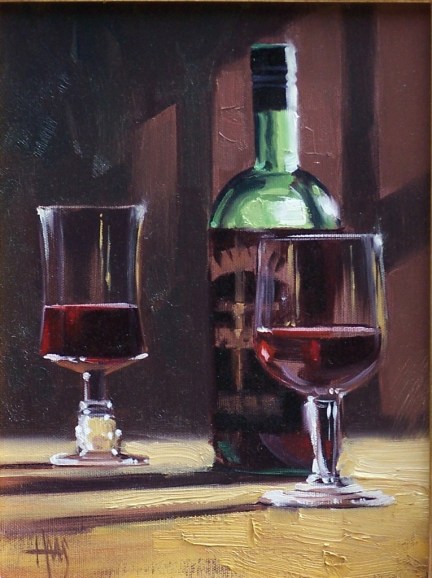 Red Wine 12" x 9" oil painting by Tom Haas