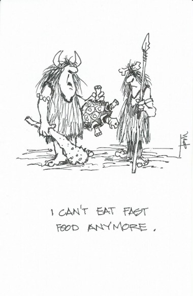 I cant eat fast food 2015 cartoon drawing by Tom Haas