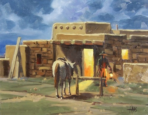 Before Dawn - Taos 11" x 14" oil painting by Tom Haas