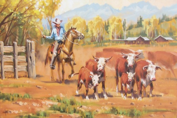 Western Dry Creek Ranch 20" x 30" oil painting by Tom Haas