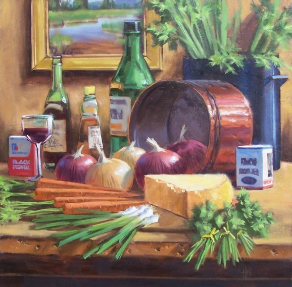 Onion Soup 30" x 30" oil painting by Tom Haas