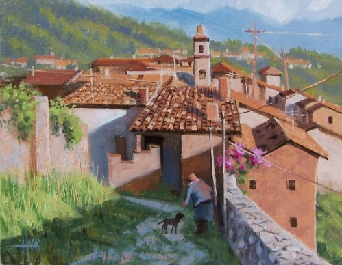 Sun Baked Houses 11" x 14" oil painting by Tom Haas