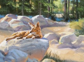 High Desert Wash 16" x 16" oil painting by Tom Haas