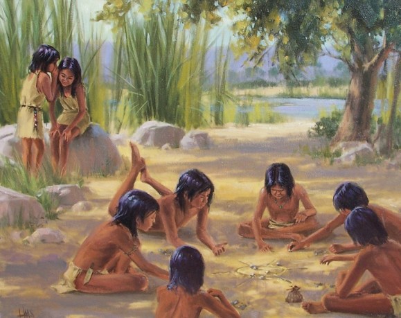Hohokam Afternoon Entertainment 24" x 30" oil painting by Tom Haas dated 1997