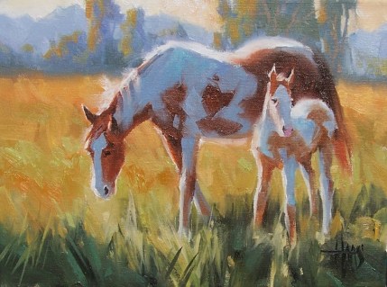 Newborn 9" x 12" oil painting by Tom Haas