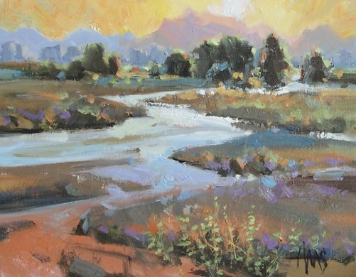 Downstream 11" x 14" oil painting by Tom Haas