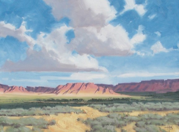 Windswept Clouds - Navajo Country west of Kayenta Arizona 30" x 40" oil paintings by Tom Haas