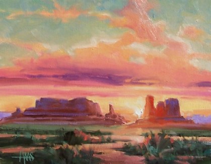 Day's End - Monument Valley 11" x 14" oil painting by Tom Haas