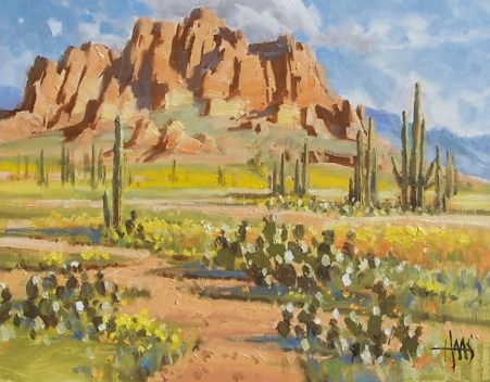 After the Rain - Superstition Mountains Arizona 11" x 14" oil painting by Tom Haas