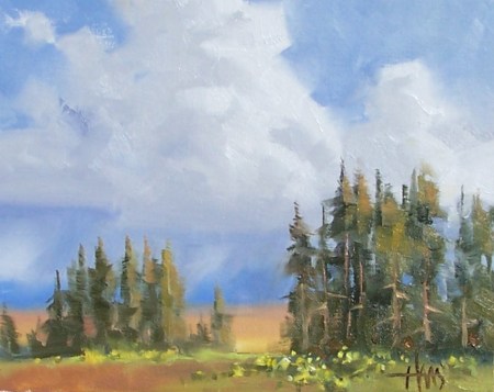 Billowing Clouds - Colorado Plateau, Arizona 8" x 10" oil painting by Tom Haas