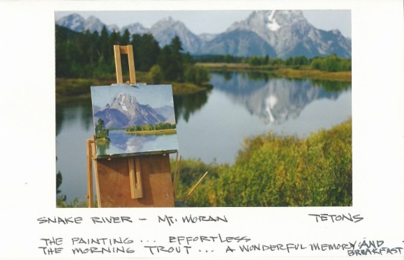 Snake River below Mount Moran plein air oil painting and photo by Tom Haas
