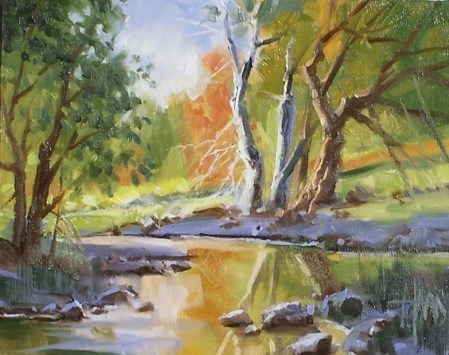 Sycamore Wash 8" x 10" oil painting by Tom Haas