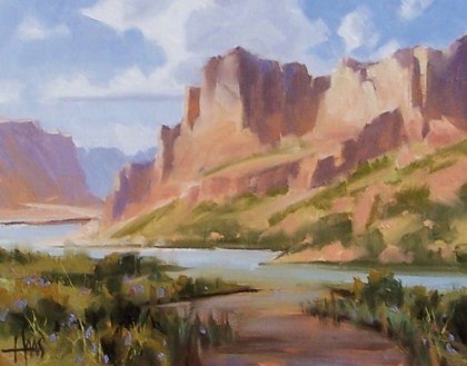 Morning Light - Lees Ferry Grand Canyon 11" x 14" oil painting by Tom Haas