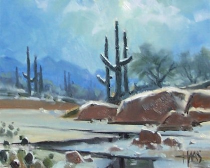 Sonoran Night 8" x 10" oil painting by Tom Haas