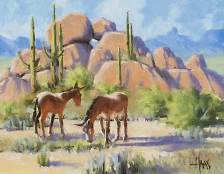 Two's Company - Arizona 11" x 14" oil painting by Tom Haas