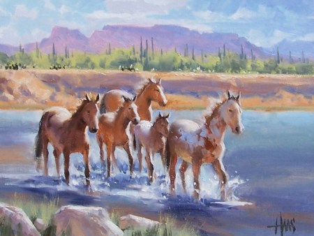 Superstition Herd - Arizona 12" x 16" oil painting by Tom Haas