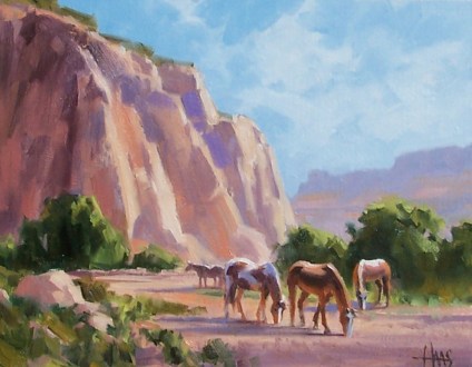 Red Butte Mares - Arizona Utah border 11" x 14" oil painting by Tom Haas