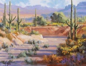 Tanque Verde Wash - Arizona 11" x 14" oil painting by Tom Haas