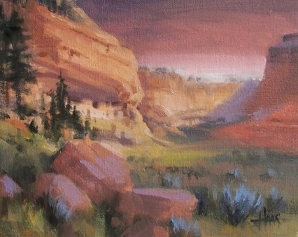 Sinagua Twilight - Northern Arizona 8" x 10" oil painting by Tom Haas
