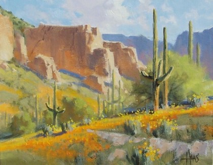 Poppy Season - Arizona 11" x 14" oil painting by Tom Haas