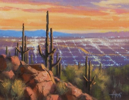 Phoenix Lights - Arizona 11" x 14" oil painting by Tom Haas