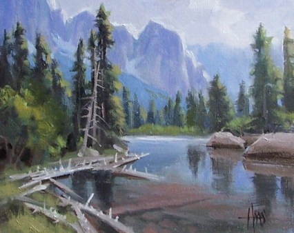 In the Rockies - Wyoming 8" x 10" oil painting by Tom Haas