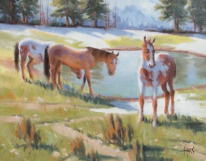 Mountain Family 11" x 14" oil painting by Tom Haas