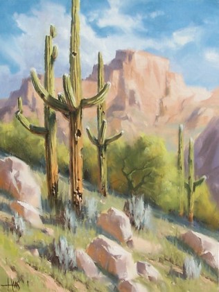Old Saguaro - Arizona 16" x 12" oil painting by Tom Haas
