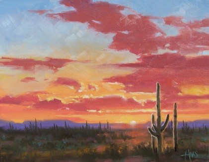 Sundown - Arizona 11" x 14" oil painting by Tom Haas